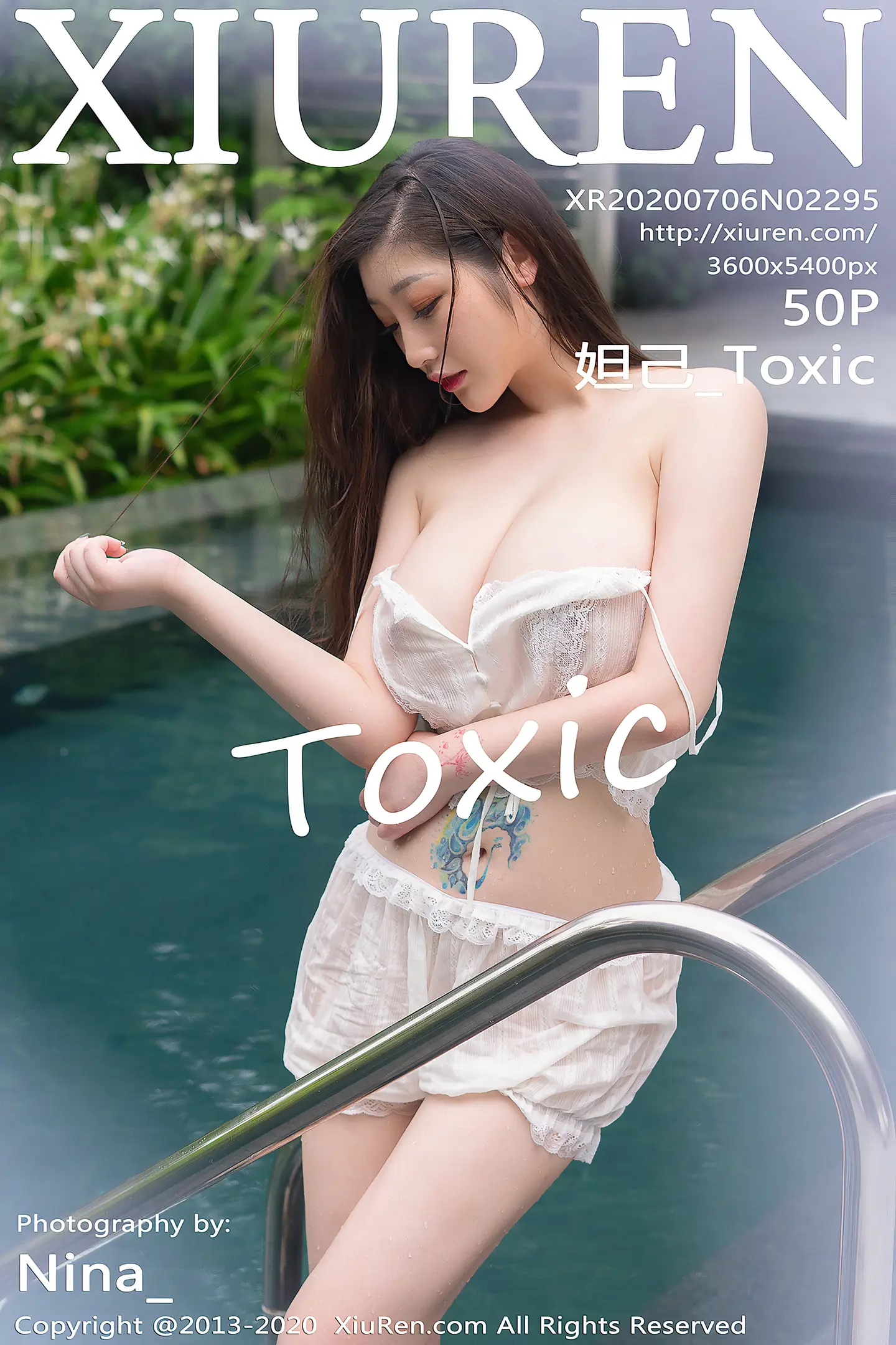 [XiuRen秀人网]No.2295_女神妲己_Toxic泳池白色薄纱湿身透视秀傲人豪乳喷血诱惑写真50P-秀人网 - XiuRen.Space